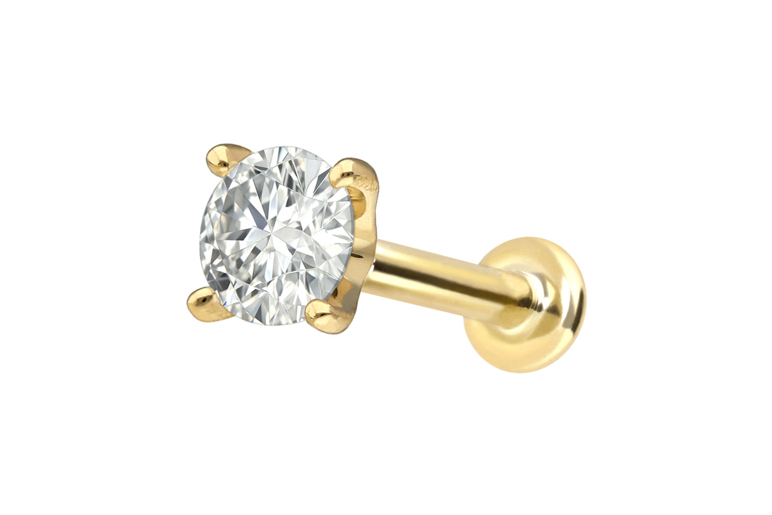 18 Karat Gold Labret Piercing mit Innengewinde DIAMANT